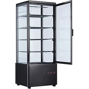【Hijiru】新型4面ガラス冷蔵ショーケース100L/ブラック【HJR-FG100SBK】