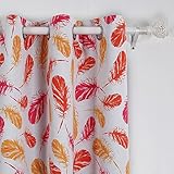Deconovo Grommet Top Feather Print Thermal Insulatedベッドルームウィンドウブラックアウトカーテン 42x84 Inch CT1177D-2