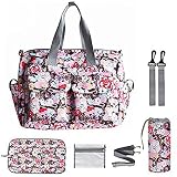 Moduo 100% Cotton 6 Pieces Diaper Tote Bag Set,Damero Floral Designer Diaper Tote Bags (Dandelion) (