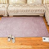 大型ラージ最新モダンな柔らかいシャギーラグフランネル刺繍入りミラーフローラルカーペット防じん防塵滑り止めリビングルームバルコニーキッチンカーペット (Color : A)