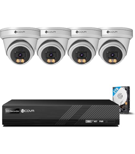 Amazon.co.jp: 4COVR 防犯カメラ PoE給電 有線 ドーム型カメラ 500万