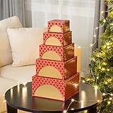 Glitzhomeネストボックス長方形グリッドパターンクリスマスHolidayウェディング7点セットギフトボックス 5 Red Piece Gift Box Set レッド 1504004192