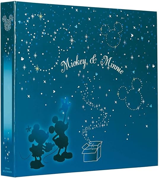 Belle Maison Disney Display Album, Large Capacity, 600 Photos, L-size, Photo and Postcard Storage, Horizontal Entry, Pocket Style, Black Board, Mickey & Minnie (Star) - 1