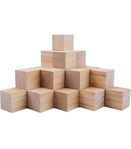 60 Pcs 2 Inch Wooden Cubes - Unfinished Craft Blocks For DIY Projects