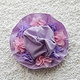 女の子　花柄スイムキャップ　子供 水着 帽子 スイムキャップ キッズベビー 水着 スイミングキャップ お花柄　 可愛い立体手縫いカラフル‐花（５色展開） (ワンサイズ, パープル)