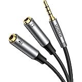 UGREEN 3.5mm オーディオ分配ケーブル 4極/TRRS マイク+ヘッドホン分岐 イヤホン 3.5mm 分配ケーブル ステレオ Hi-Fi音質 高耐久性ナイロン編み 24K金メッキプラグ タブレット/PC/PS4/Xbox 等に対応 20CM