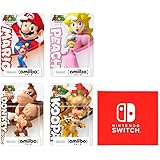 amiibo スーパーマリオシリーズ 4種セット（マリオ・ピーチ・クッパ・ドンキーコング） (【Amazon.co.jp限定】Nintendo Switch ロゴデザイン マイクロファイバークロス 同梱)