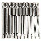 zmart トルクス75mmロングドライバービット11個セット 6.35mm 六角シャンク Hex Torx