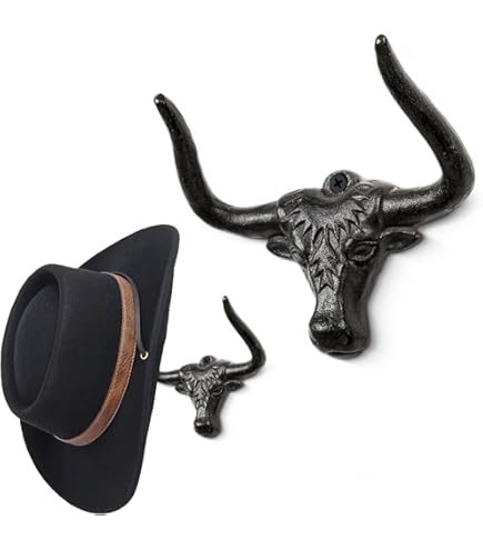 Gancio Da Parete A Testa Di Longhorn In Ottone, Arredamento Rustico Western, Portacappotti Resistente 4,5 Kg