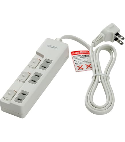 コード付タップ 3個口 2m 雷サージ付延長コード・タップ3個口2m白｜YAZAWA CORPORATION