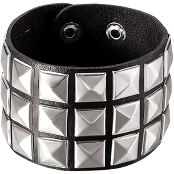 Amazon | [SKULLNEST] 3連 10mmスモールピラミッド スタッズ レザー