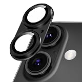 Podick カメラカバー iPhone 16 /16 Plus用 カメラフィルム 全面保護 9H強化ガラス アルミ合金 傷防止 レンズ保護 耐衝撃 アイフォン16 /16 プラス 用 カメラ保護 高透過率 黒縁取り 露出オーバー防止 カメラレンズプロテクター ブラック