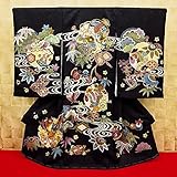 【流水に宝尽くし・松竹梅・黒】 男児　初着　祝着 のしめ 産着 男の子のお宮参り着物 高級 フードセットプレゼント付