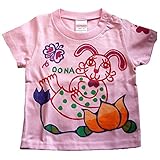 蓮 うさぎ Tシャツ 名入れ 手描き (140, ピンク)