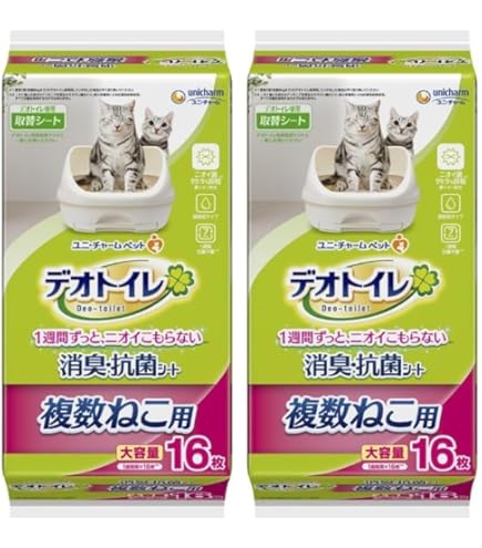 Amazon | デオトイレ 複数ねこ用消臭・抗菌シート 8枚×5コ