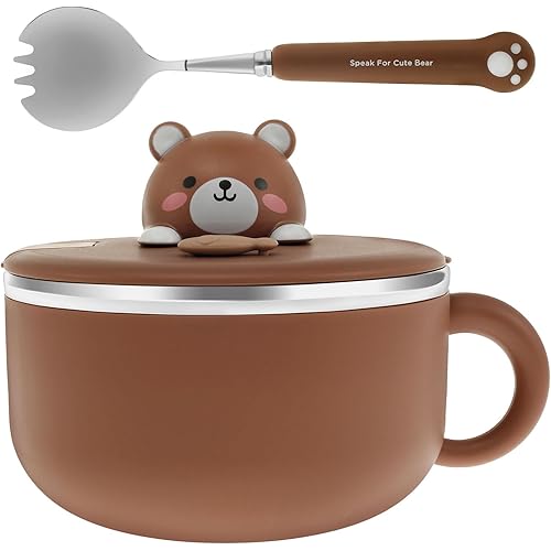 ZFLYCANP 304 Stainless Steel Noodle Bowls with lids Handles Noodle Bowls with Lid Microwave Ramen and Soup Bowl Set Microwava