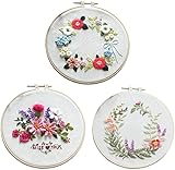 刺繍スターターキット パンチニードルキット 初心者刺繍キット 花柄 刺繍ツール付き DIY 手作り 3個入