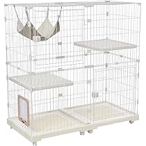 美品✩.*Purlove キャットケージ ハンモック付き Amazon.co.jp: Purlove 猫 ケージ キャットケージ 2段 木製