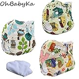 Ohbabyka3点セット おむつカバー+おむつライナー 布おむつ ベビー 布オムツ おむつ 新生児用 新生児用品 サイズ調節可 洗濯可能 漏れしにくい パンツ フリーサイズ 通気性良い 保育園 入園