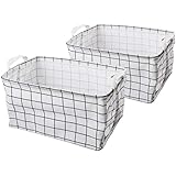 収納ボックス 布 収納バスケット ランドリー バスケット ケース おもちゃ収納 おりたたみ式 綿麻製 小物入れ 2個セット (グラフチェック)