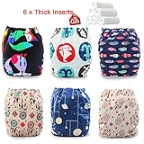 iZiv新生児6厚いおむつ付きオーガニック幼児防水/調整/再利用可能/洗えるポケット布おむつのフィット赤ちゃん0.5-3歳（カラー 3）
