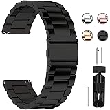 時計バンド ベルト22mm ステンレス、Fullmosa スマートウォッチバンド ベルト 腕時計バンド 16mm 18mm 20mm 22mm 24mm交換ベルトステンレス 金属ベルト22mm ブラック