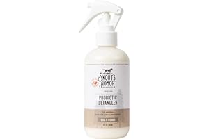 Skout's Honor Probiotic Pet Detangler Spray - Hydrating & Conditioning with Avocado Oil, 97% Natural, Paraben & Sulfate-Free, softens for a More brushable Coat, Daily Use, 8oz, Dog of The Woods