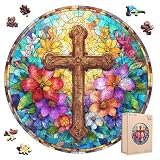 ジグソーパズル 500ピース 5mm厚 木製パズル 透明シート付 輝く十字架(41.9×41.9cm) イースター 飾り かわいい形のピース レーザーカット 繰り返し組み立てる ギフト インテリア おしゃれ 脳の体操 レオドッツィオ (Leodozzio)