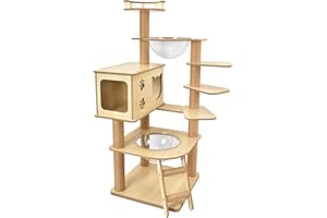 Kaitou キャット タワー 木製 据え置き 爪とぎ 展望台 猫 ツリー ハウス 部屋 隠れ家 ペット グッズ (タイプ5)