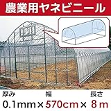 数量限定販売【日本製】屋根用ビニールハウス 厚み0.1㎜　幅570cm　長さ8ｍ　無滴透明 中接加工