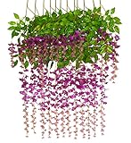 鳥FIY 12ピース人工シルク藤のつるRattaシルクHanging花ウェディング飾り – 3.6フィート レッド BF17040501