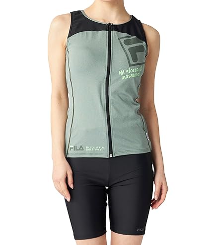 あっちゃん　ライトグレーXS Amazon.co.jp: [フィラ] フィットネス水着 ジップタンキニ上下+