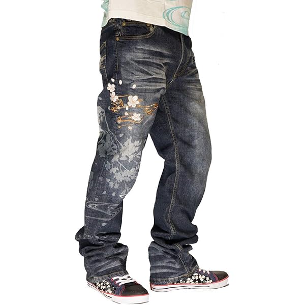 Amazon | ちぎり CHIGIRI 和柄 メンズ デニム ジーンズ 刺子