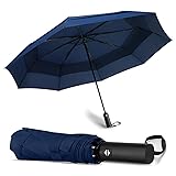 ECOBRELLA ゴルフ傘 大人用 - オーバーサイズ 54インチ 2層 防風 特大 ゴルフ傘 折りたたみコンパクト 自動開閉 ダークブルー01