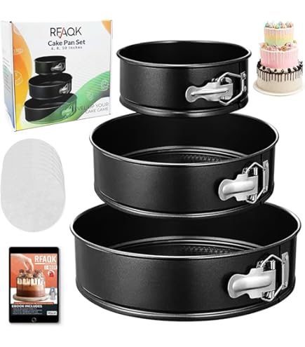 3-Piece Round Nonstick Springform Cake Pan Set - 4", 7", 9" Sizes With Removable Bottom, For Cheesecake, Baking-977040