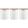 Typhoon Living Airtight Tea, Coffee and Sugar Storage Canister with Bamboo Lid, Set of 3, 1 Litre, Cream