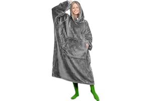 Markdang Blanket Hoodie 47”long Large Sherpa Wearable Blanket Comfy Hoodie oversize Snuggies with Big Pocket Sweatshirt Blanket for Men, Women indoor & outdoor, Dark Gray, Large