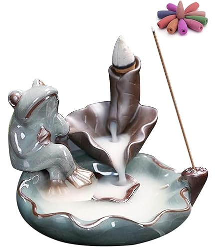Amazon｜香炉 陶器 かわいい カエル 蛙 癒し香炉 陶芸 倒流香 仏壇用