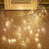 SimonJp イルミネーションライト ストリングライト LED 10m 電球数100 電池式 ワイヤーライト クリスマス パーティー 結婚式 誕生日　飾りライト スター　電飾　室内室外　防水　電球色