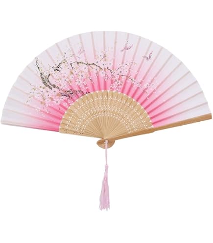 Hand Fan Folding, 2Pcs Decorative Folding Fans Chinese Style Letter Red Silk Fans With Tassel Handmade Bamboo Fans Exquisite Chinese Fan For Dancing Party Wedding