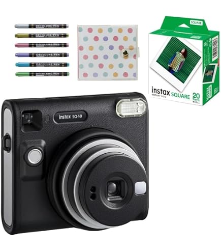 Amazon | INSTAX SQ40インスタントカメラ、ブラックテクスチャ仕上げ