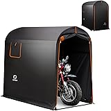 créer(クレエ) バイクガレージ 耐水圧3500mm 難燃加工 両面開き 大型 バイクシェルター 防水 サイクルハウス サイクルポート (Sサイズ/ブラック)