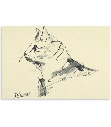 Amazon.co.jp: ピカソ 猫 デッサン 絵画 ポスター ホーム装飾 アート