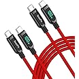 SOOPII USB C to USB C Cable,[4ft,2-Pack],Nylon Braided Type-C Cable,100W PD Fast Charging Cable with LED Display for lPhone 1