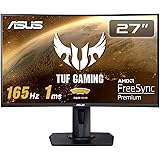 ASUS TUF Gaming ゲーミングモニター VG27VQ 27インチ湾曲 フルHD 165Hz 1ms HDMI DP DVI Freesync Premium ELMB