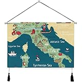 Amazon Co Jp Niesikkla タペストリー ベクトル様式化された地図イタリア旅行イラスト 壁掛け おしゃれ インテリア モダン ポスター 絵画などに適用 ウォールアート モダン 装飾アート 多機能 個性プレゼント ホーム キッチン