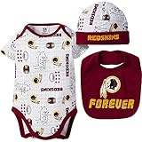ワシントンレッドスキンズ3 Pieceボディスーツよだれかけ帽子幼児セットサイズ0 – 3 Monthsチームロゴクリーパー