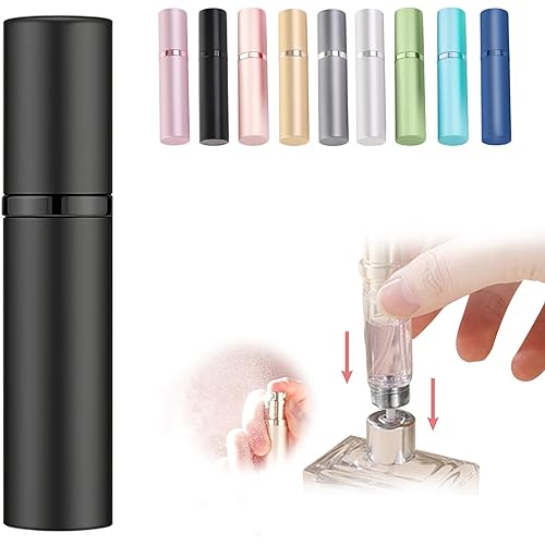 アトマイザー スプレー ワンタッチ補充 持ち運び便利 詰め替え ボトル 5ml 底部充填 男女兼用 (ブラック)