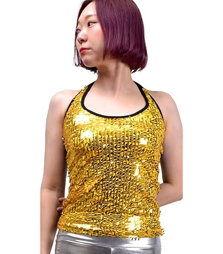 Amazon.co.jp: レディース スパンコール タンクトップ トップス