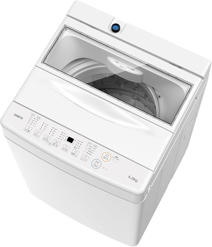 SAMKYO B600 Washing Machine, Living Alone, 13.2 lbs (6 kg), Fully Automatic Washing Machine, Shortest 11 Minutes, Room Drying, Specialty Transparent Door, Compact, Stainless Steel Tank, For 1-3 People, Quiet Design, White